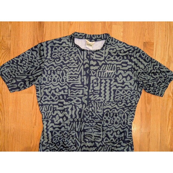 Vintage L.L. Bean Cycling Short Sleeve Jersey Mens L Coolmax All Over Print USA - Picture 1 of 9